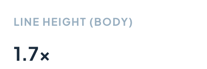 Spec: line height (body), 1.7×.