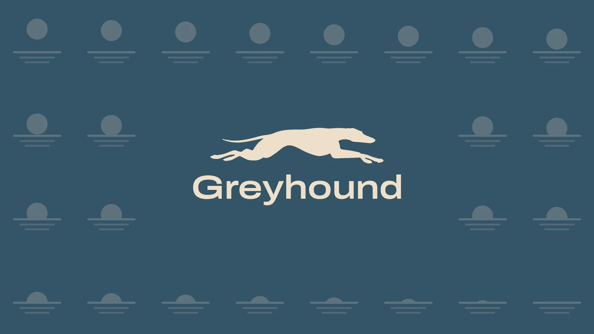 After: the greyhound logo on Majestic Mountain Blue between rows of small palm trees.